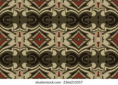 Antecedentes del Bordado Ikat Fabric Paisley. Ikat Diseña Patrón Geométrico Étnico Oriental tradicional.Estilo azteca Abstract Ilustración vectorial.Diseño para Textura, tela, ropa, envoltura,sarong.