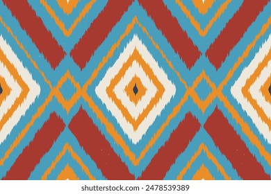 Ikat Fabric Paisley Embroidery Background. Ikat Flower Geometric Ethnic Oriental Pattern traditional.aztec Style Abstract Vector illustration.design for Texture,fabric,clothing,wrapping,sarong.