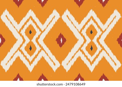 Ikat Fabric Paisley Embroidery Background. Ikat Aztec Geometric Ethnic Oriental Pattern traditional.aztec Style Abstract Vector illustration.design for Texture,fabric,clothing,wrapping,sarong.