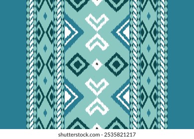 Ikat Fabric Paisley Embroidery Background. Ikat Prints Geometric Ethnic Oriental Pattern traditional.aztec Style Abstract Vector illustration.design for Texture,fabric,clothing,wrapping,sarong.