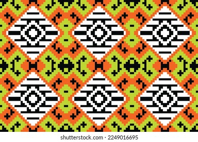 Ikat-Stoffmuster-Kunst. Volkstickerei und mexikanischer Stil Ethnic Textile Motif ikat nahtlose Muster digitale Vektordesign für Print saree sari Kurti Borneo Fabric Grenz-Bürsten Symbole Swatte