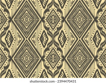 Nata de tela de Ikat crema gris Resumen Ilustración de símbolo azteca forma geométrica vectorial Naturaleza ética fondo tribal nativo papel tapiz imprimir ropa textil moda decorativo 