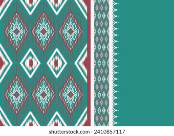 Ikat tejido patrón verde abstracto símbolo azteca ilustración geométrico vectorial ética naturaleza trabajo tribal indígena fondo fondo papel tapiz imprimir ropa textil decoración de moda