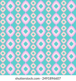 Ikat fabric pattern, illustration and vector, pastel colorful, geometric, diamond shape