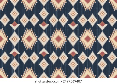 Ikat fabric pattern, Traditional ethnic motifs ikat geometric fabric pattern cross stitch. wallpaper oriental seamless pattern, textile African Indonesian Indian Latin America seamless