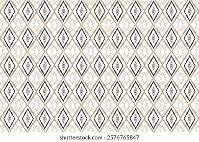 Ikat fabric pattern, vector illustration. Seamless geometric pattern, based on ikat fabric style. Vector illustration. Oriental rug pattern