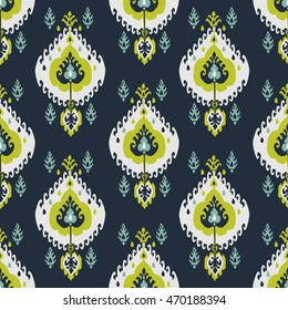 Ikat fabric seamless pattern abstract background vintage oriental