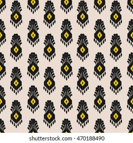 Ikat fabric seamless pattern abstract background vintage oriental
