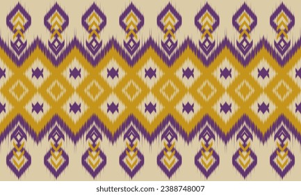 Ikat fabric, silk-cotton, beautifully woven, seamless, American style fabric pattern. Designed for dyeing and weaving threads