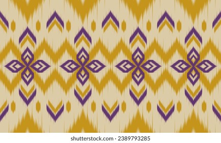 Ikat fabric, silk-cotton, beautifully woven, seamless, American style fabric pattern. Designed for dyeing and weaving threads