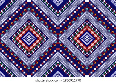 Ikat fabric textile seamless pattern. Ethnic, Indian, African, American, boho, carpet, mandala, batik chevron wallpaper. Pillow textile decoration. Geometric vector illustrations background.