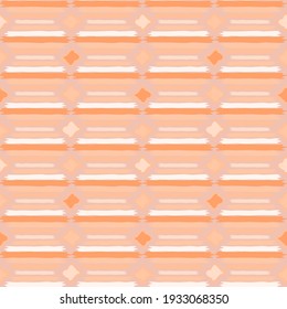 Ikat fabric vector seamless pattern. Woven motifs in pastel colors. Modern geometric background in retro style.