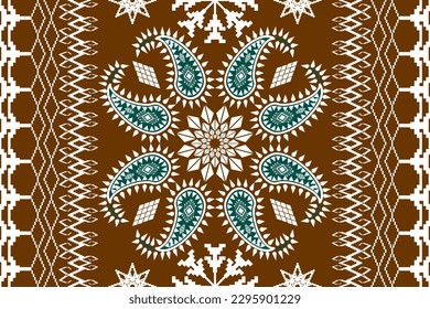 Ikat Figure aztec embroidery style. Geometric ethnic oriental traditional art pattern.Design for ethnic background,wallpaper,fashion,clothing,wrapping,fabric,element,sarong,graphic,vector illustration
