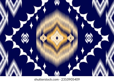 Ikat Figure aztec embroidery style. Geometric ethnic oriental traditional art pattern.Design for ethnic background,wallpaper,fashion,clothing,wrapping,fabric,element,sarong,graphic,vector illustration