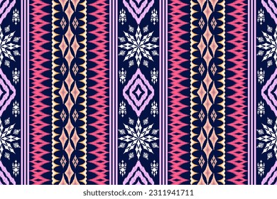 Ikat Figure aztec embroidery style. Geometric ethnic oriental traditional art pattern.Design for ethnic background,wallpaper,fashion,clothing,wrapping,fabric,element,sarong,graphic,vector illustration