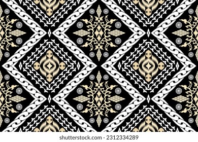 Ikat Figure aztec embroidery style. Geometric ethnic oriental traditional art pattern.Design for ethnic background,wallpaper,fashion,clothing,wrapping,fabric,element,sarong,graphic,vector illustration
