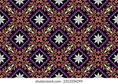 Ikat Figure aztec embroidery style. Geometric ethnic oriental traditional art pattern.Design for ethnic background,wallpaper,fashion,clothing,wrapping,fabric,element,sarong,graphic,vector illustration