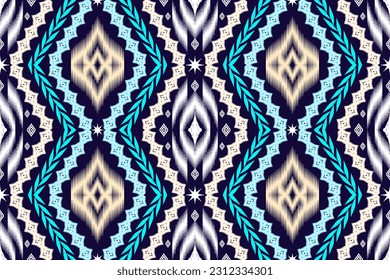Ikat Figure aztec embroidery style. Geometric ethnic oriental traditional art pattern.Design for ethnic background,wallpaper,fashion,clothing,wrapping,fabric,element,sarong,graphic,vector illustration