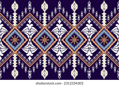 Ikat Figure aztec embroidery style. Geometric ethnic oriental traditional art pattern.Design for ethnic background,wallpaper,fashion,clothing,wrapping,fabric,element,sarong,graphic,vector illustration