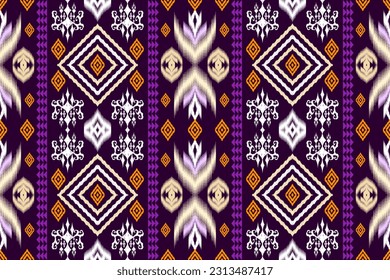 Ikat Figure aztec embroidery style. Geometric ethnic oriental traditional art pattern.Design for ethnic background,wallpaper,fashion,clothing,wrapping,fabric,element,sarong,graphic,vector illustration