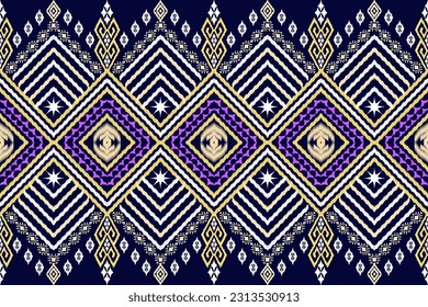 Ikat Figure aztec embroidery style. Geometric ethnic oriental traditional art pattern.Design for ethnic background,wallpaper,fashion,clothing,wrapping,fabric,element,sarong,graphic,vector illustration