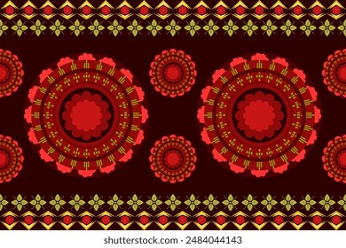 Ikat floral abstract geometric oriental traditional vintage pattern. Ethnic geometric traditional seamless pattern. Native fabric decoration Ikat element Aztec style, tribal cross stitch knitted.