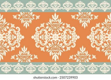 Diseño de patrón abstracto floral Ikat para el fondo, alfombra, papel de pared, ropa, envoltura, batik, tela, bordado .