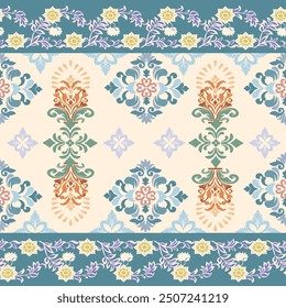 Diseño de patrón abstracto floral Ikat para el fondo, alfombra, papel de pared, ropa, envoltura, batik, tela, bordado. Y otro diseño.