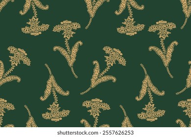 Ikat floral design embroidary seamless pattern on background vector illustration.Ikat ethnic oriental embroidery traditional.Indian Ikat pattern Aztec style abstract.design for texture,fabric,clothing