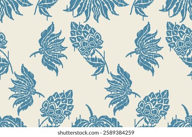 Ikat floral design embroidary seamless pattern on background vector illustration.Ikat ethnic oriental embroidery traditional.Indian Ikat pattern Aztec style abstract.design for texture,fabric,clothing