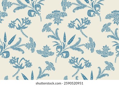 Ikat floral design embroidary seamless pattern on background vector illustration.Ikat ethnic oriental embroidery traditional.Indian Ikat pattern Aztec style abstract.design for texture,fabric,clothing