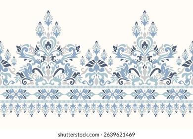 Ikat floral design pattern on white background,Ikat oriental pattern traditional,Ikat flower pattern,vector illustration,Aztec style,abstract background.design for texture,fabric,clothing,decoration.