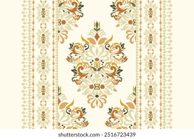 Ikat floral design pattern,Ikat floral pattern,Ikat ethnic oriental on white background,vector illustration,baroque style,hand drawn pattern.design for texture,fabric,clothing,decoration,carpet,print.