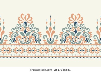 Ikat floral design pattern,Ikat floral pattern,Ikat ethnic oriental on white background,vector illustration,baroque style,hand drawn pattern.design for texture,fabric,clothing,decoration,sarong,print.