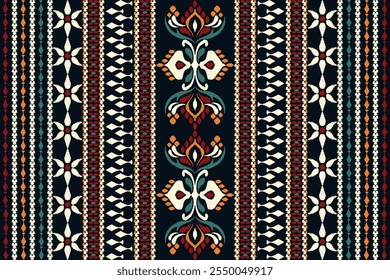 Ikat floral design pattern,Ikat floral pattern,Ikat ethnic oriental on black background,vector illustration,baroque style,hand drawn pattern.design for texture,fabric,clothing,decoration,carpet,print.