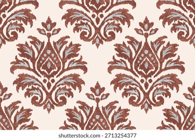 Ikat floral design seamless pattern background vector illustration.Ikat ethnic oriental traditional embroidery.Indian Ikat pattern, Aztec style abstract. design for texture, fabric,clothing, tile