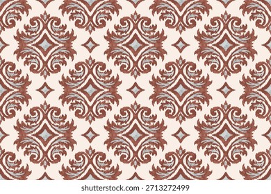 Ikat floral design seamless pattern background vector illustration.Ikat ethnic oriental traditional embroidery.Indian Ikat pattern, Aztec style abstract. design for texture, fabric, clothing, tile