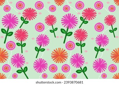 Ikat floral embroidery on black background.Ikat ethnic oriental seamless pattern traditional.Aztec style abstract vector illustration.design for texture,fabric,clothing,wrapping,decoration.