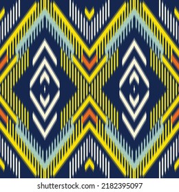 Ikat floral embroidery. Ikat floral seamless tribal background Geometric Traditional ethnic oriental design for the background. Folk embroidery, Indian, Scandinavian, Gypsy, Mexican, African rug,