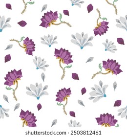 Ikat floral  embroidery vector illustration seamless pattern. Ikat ethnic flower oriental pattern traditional.design for ikat floral fashion fabric, clothing, baby, textile, bed sheet, art work.