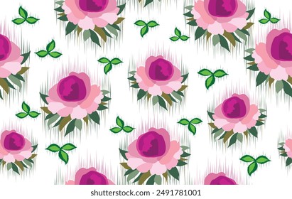 Ikat floral ethnic fabric flower seamless pattern. traditional ikat ethnic pattern style. Designed for saree, sarong, batik ,carpet ,clothing ,ikat pattern ,fabric ,embroidery ,textile art ,weaving