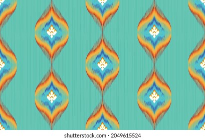 Ikat floral ethnic pattern. Aztec fabric carpet mandala ornament boho chevron textile decoration wallpaper. Tribal turkey African Indian traditional embroidery oriental vector  illustration background