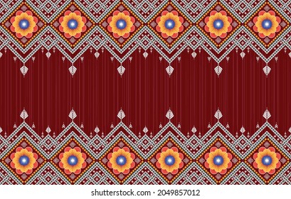 Ikat floral ethnic pattern. Aztec fabric carpet mandala ornament boho chevron textile decoration wallpaper. Tribal turkey African Indian traditional embroidery oriental vector  illustration background