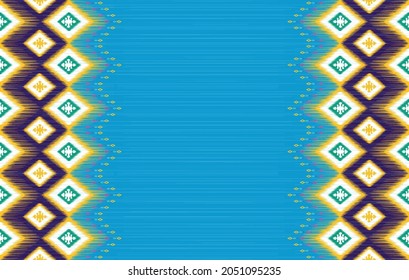 Ikat floral ethnic pattern. Aztec fabric carpet mandala ornament boho chevron textile decoration wallpaper. Tribal turkey African Indian traditional embroidery vector illustrations background 
