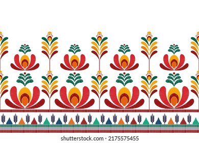 Ikat floral ethnic textile seamless pattern design. Aztec fabric carpet mandala ornaments flower textile motif decorations wallpaper. Tribal boho native textile turkey traditional embroidery vector