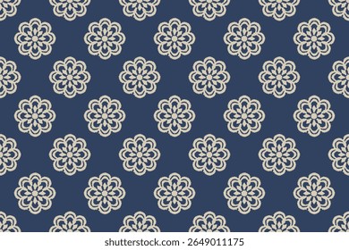 Ikat floral geometric folklore ornament. Tribal ethnic vector texture. Seamless striped pattern in Aztec style. Figure tribal embroidery. Indian, Scandinavian, Gypsy, and Mexican folk patterns. 