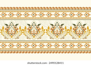  
Ikat floral paisley design pattern on white background.Ikat ethnic oriental embroidery traditional,Aztec style,abstract background,vector illustration.design for texture,fabric,clothing,decoration