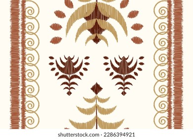 Ikat floral paisley embroidered on ethnic background.geometric oriental pattern traditional.design for texture, fabric, clothing, weaving, wrapping, scarf, sarong