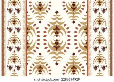 Ikat floral paisley embroidered on ethnic background.geometric oriental pattern traditional.design for texture, fabric, clothing, weaving, wrapping, scarf, sarong
