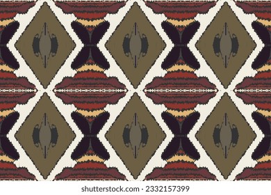 Ikat Floral Paisley Embroidery Background. Ikat Vector Geometric Ethnic Oriental Pattern traditional.aztec Style Abstract Vector illustration.design for Texture,fabric,clothing,wrapping,sarong.